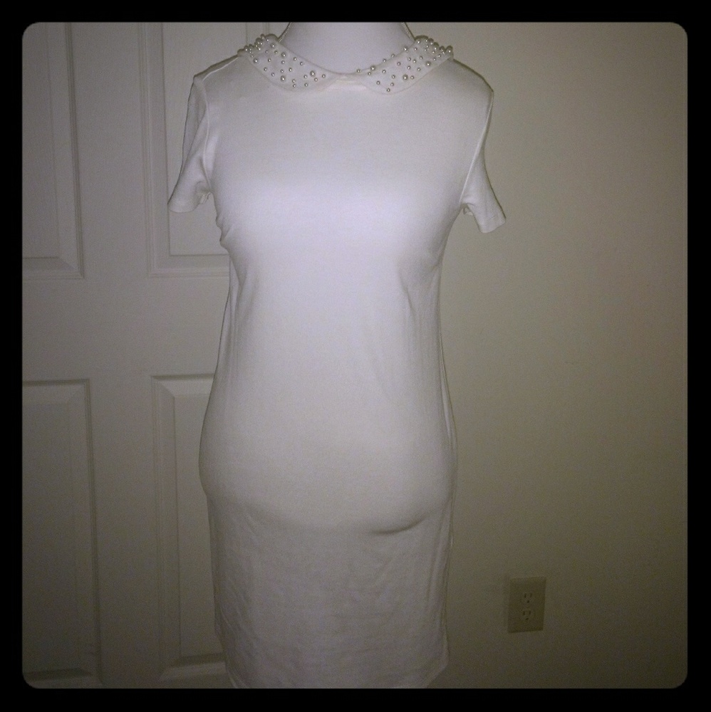 White Dress with Beaded Collar